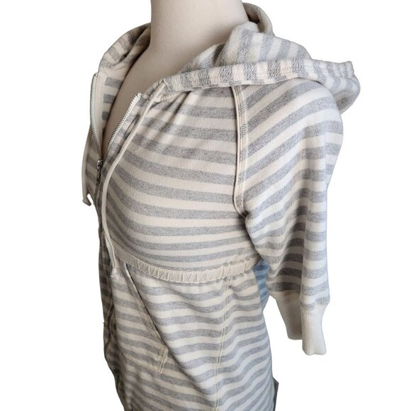 Intimately Free People Jacket‎ Gray Stripe Hooded Tie Waist Lounge Ivory small - Picture 7 of 14